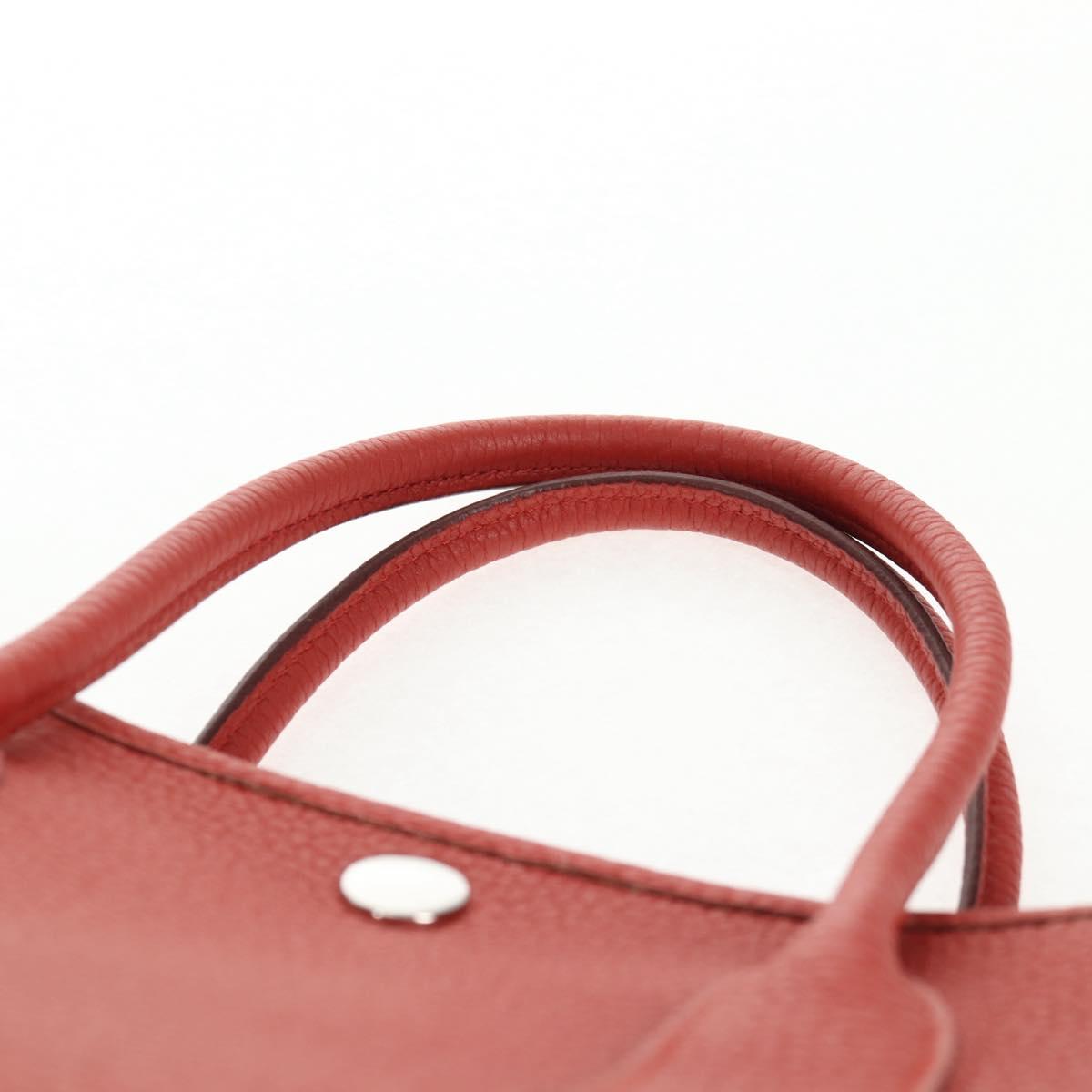 HERMES Garden Party TPM Hand Bag Leather Orange Silver Auth 139049SM