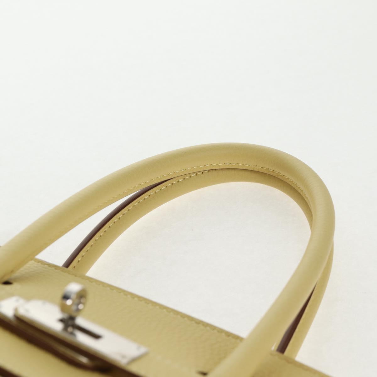 HERMES Birkin 35 Hand Bag Leather Yellow Silver Auth 139051M