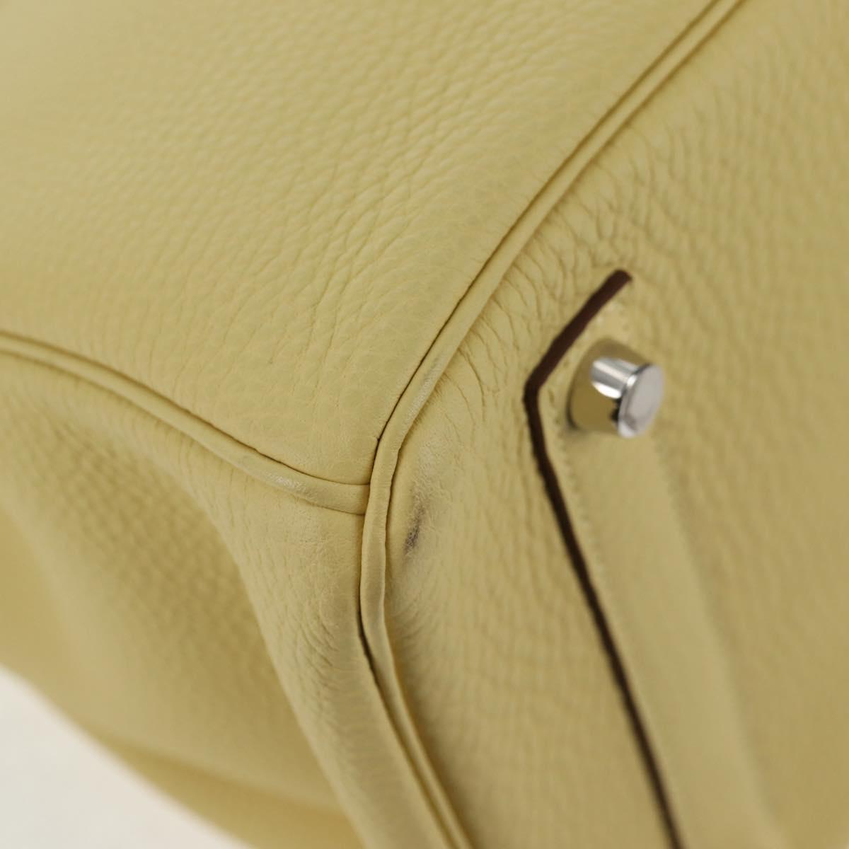 HERMES Birkin 35 Hand Bag Leather Yellow Silver Auth 139051M