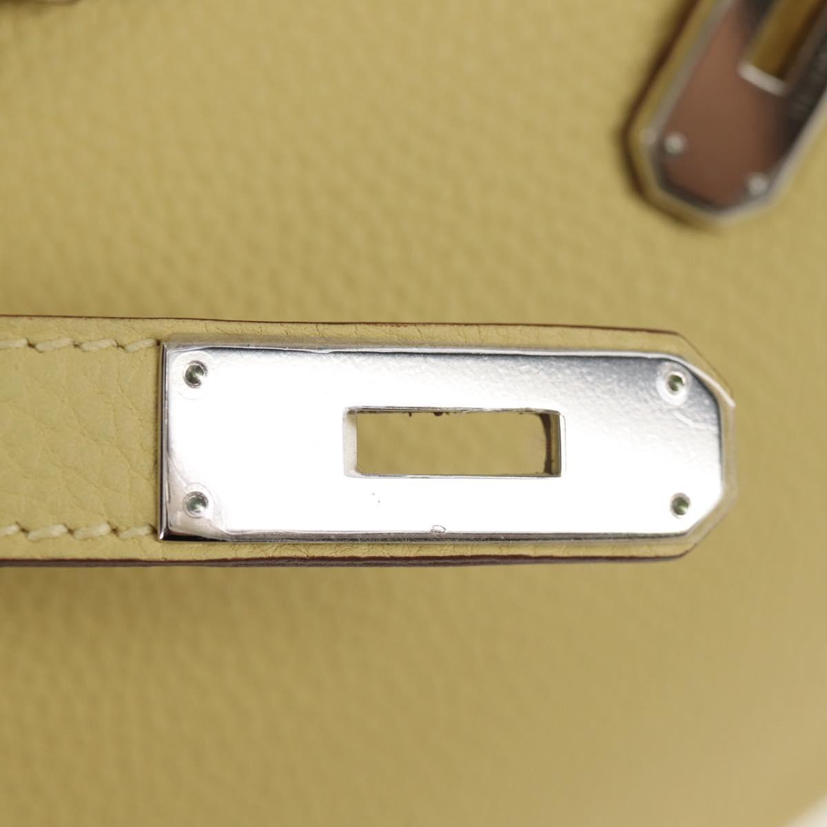 HERMES Birkin 35 Hand Bag Leather Yellow Silver Auth 139051M