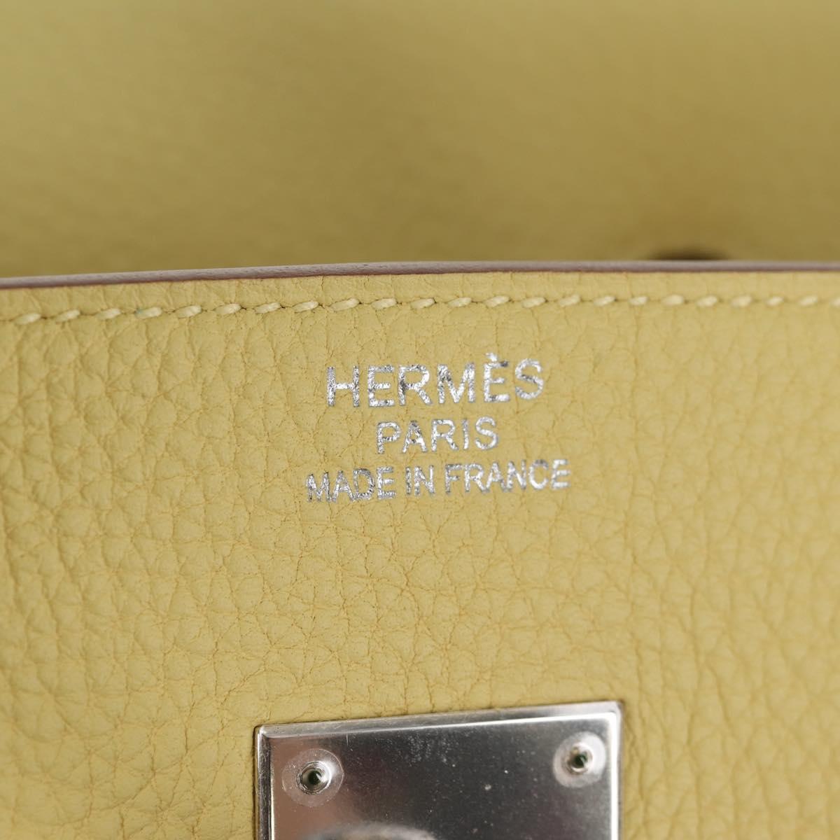 HERMES Birkin 35 Hand Bag Leather Yellow Silver Auth 139051M