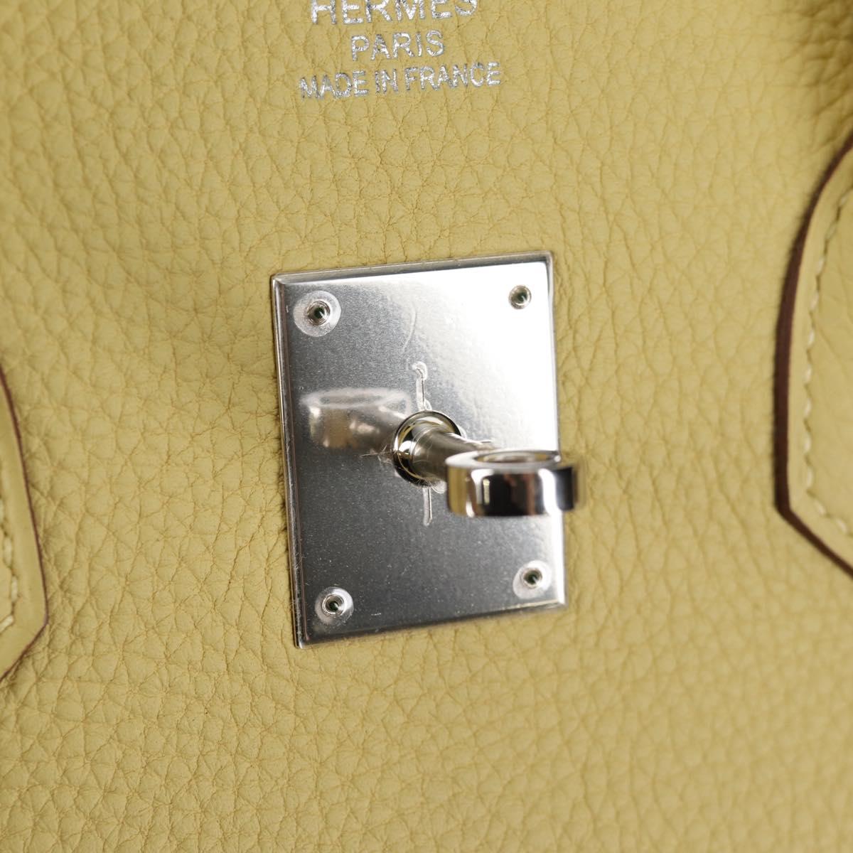 HERMES Birkin 35 Hand Bag Leather Yellow Silver Auth 139051M