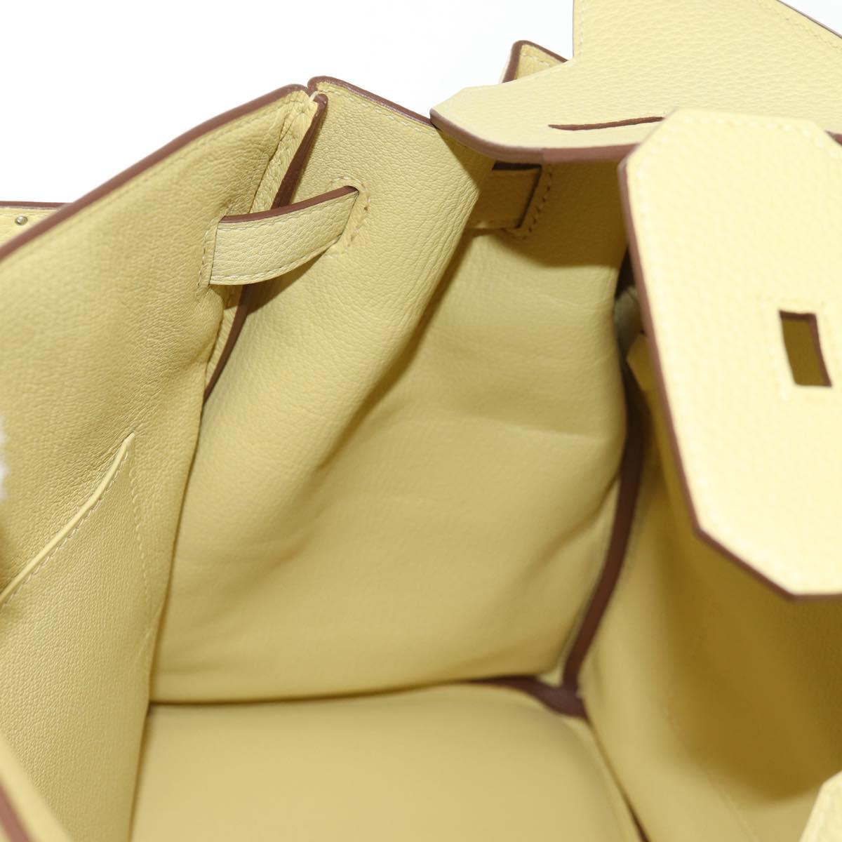 HERMES Birkin 35 Hand Bag Leather Yellow Silver Auth 139051M