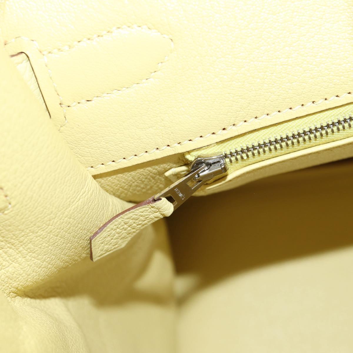 HERMES Birkin 35 Hand Bag Leather Yellow Silver Auth 139051M