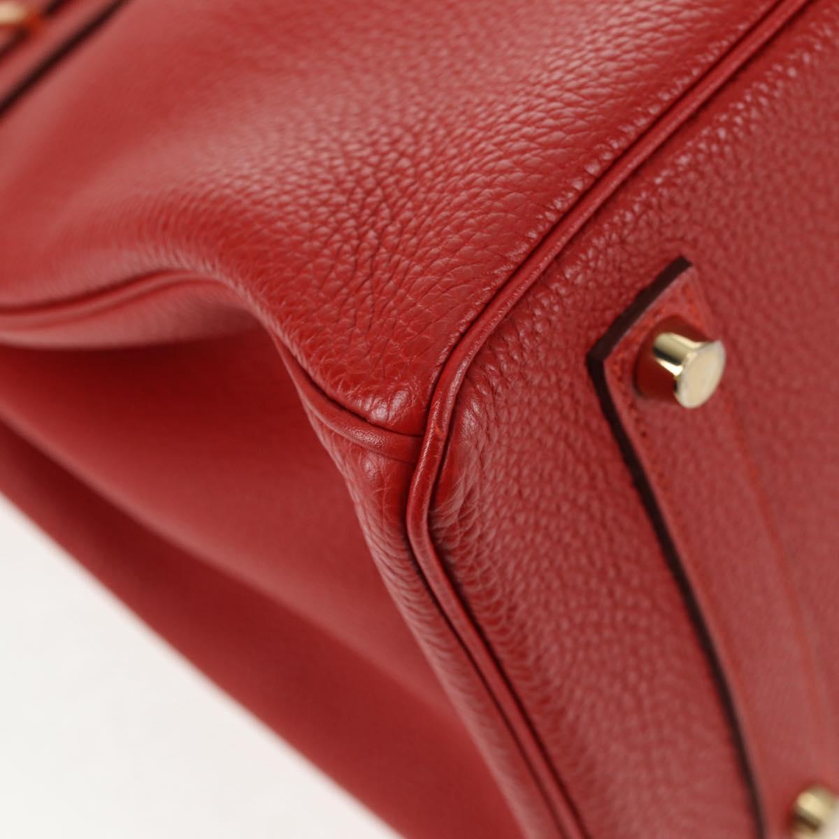 HERMES Birkin 35 Hand Bag Leather Red Gold Auth 139052M