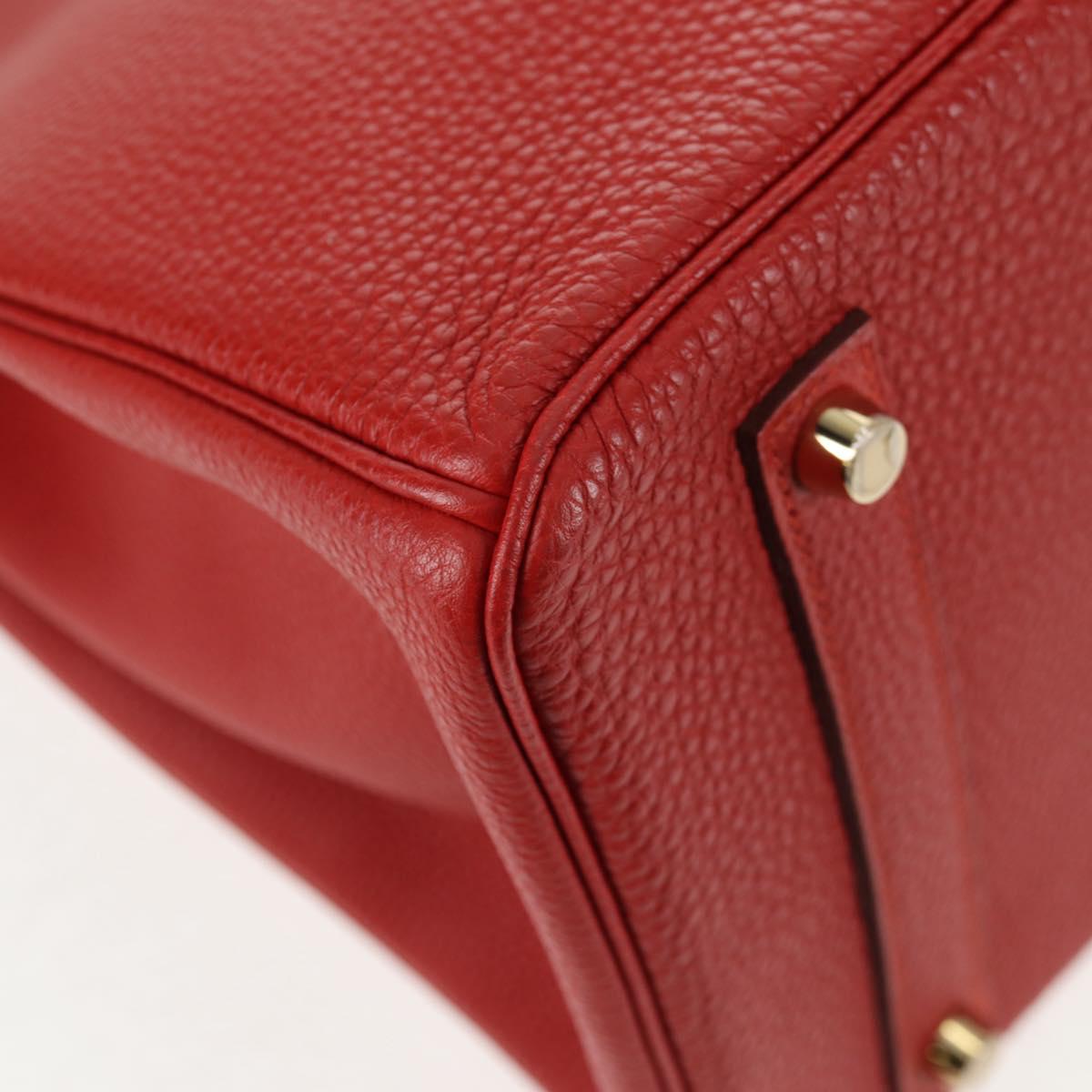 HERMES Birkin 35 Hand Bag Leather Red Gold Auth 139052M