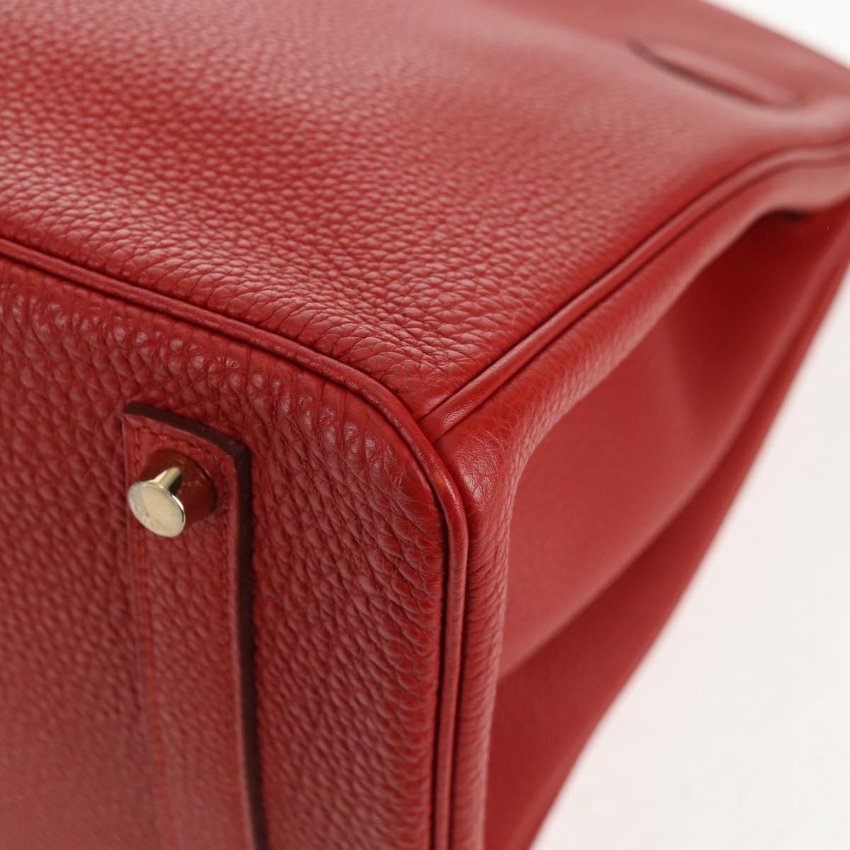 HERMES Birkin 35 Hand Bag Leather Red Gold Auth 139052M