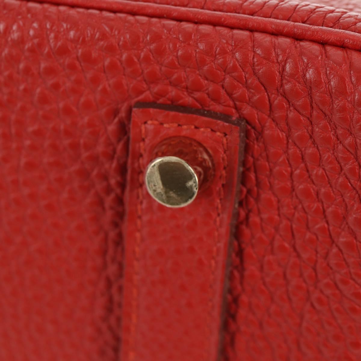 HERMES Birkin 35 Hand Bag Leather Red Gold Auth 139052M