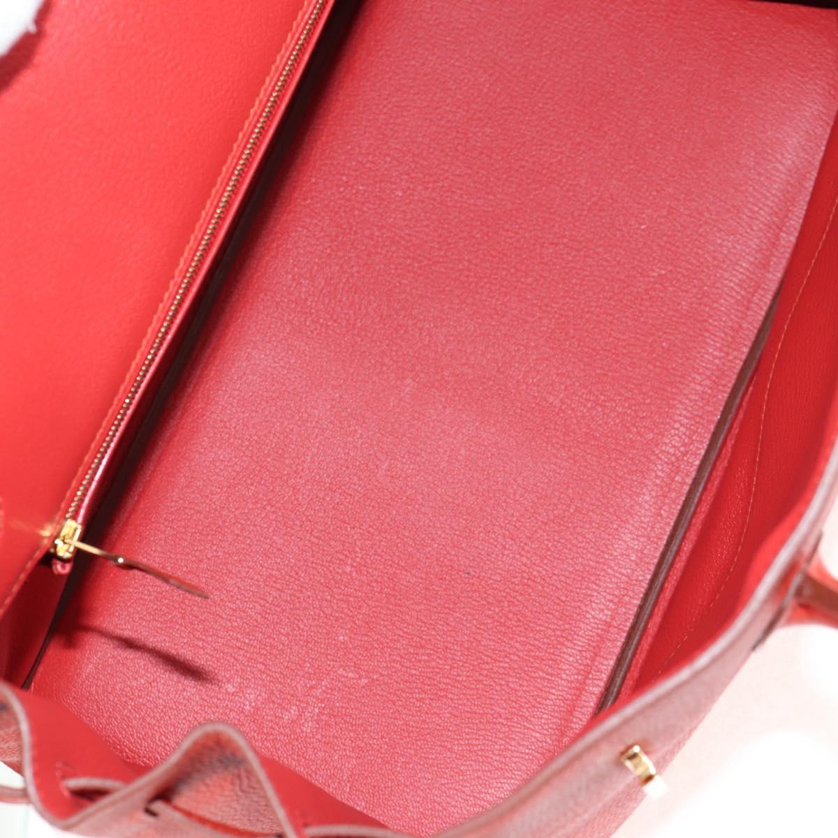 HERMES Birkin 35 Hand Bag Leather Red Gold Auth 139052M