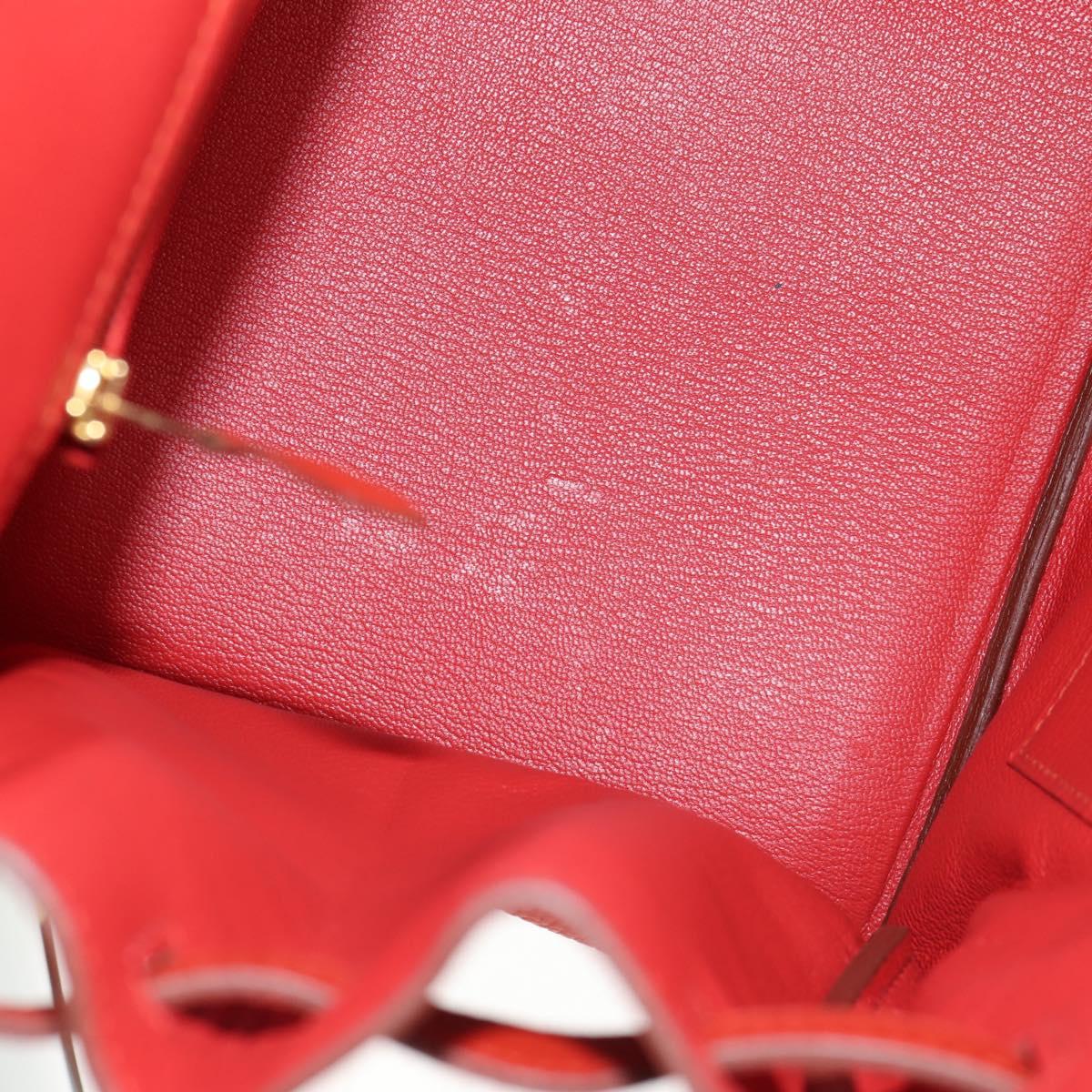 HERMES Birkin 35 Hand Bag Leather Red Gold Auth 139052M