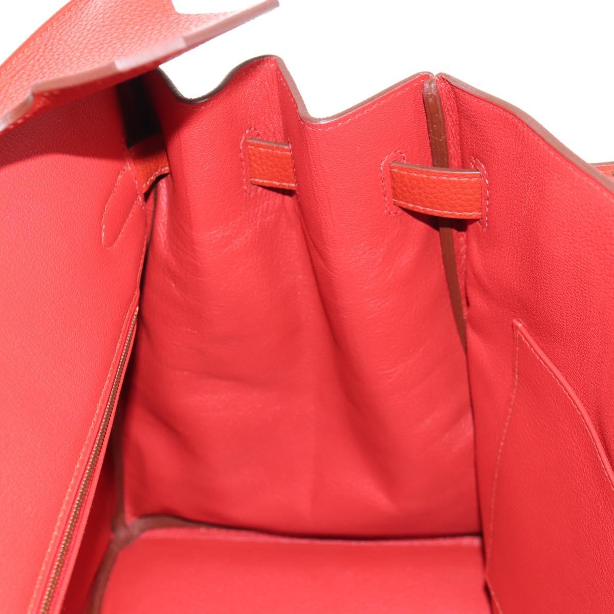 HERMES Birkin 35 Hand Bag Leather Red Gold Auth 139052M