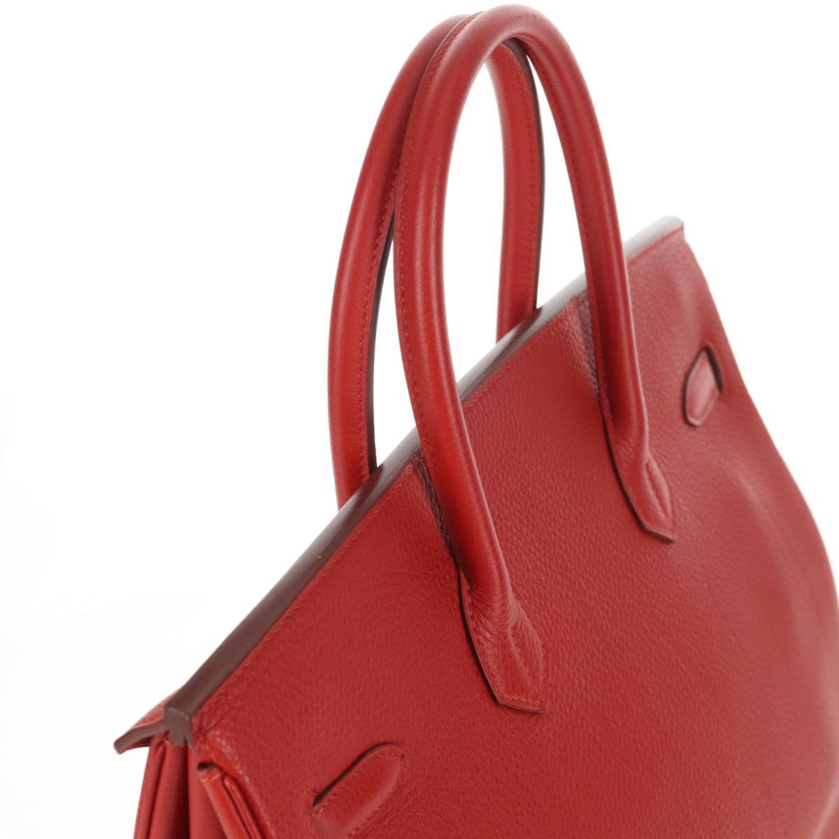 HERMES Birkin 35 Hand Bag Leather Red Gold Auth 139052M