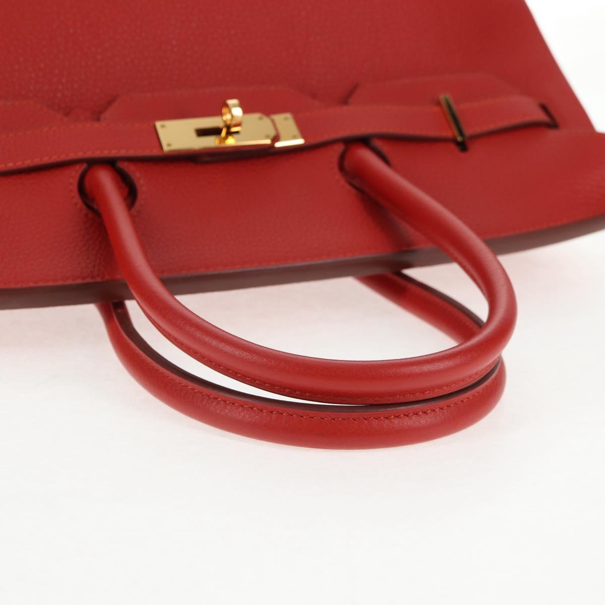 HERMES Birkin 35 Hand Bag Leather Red Gold Auth 139052M