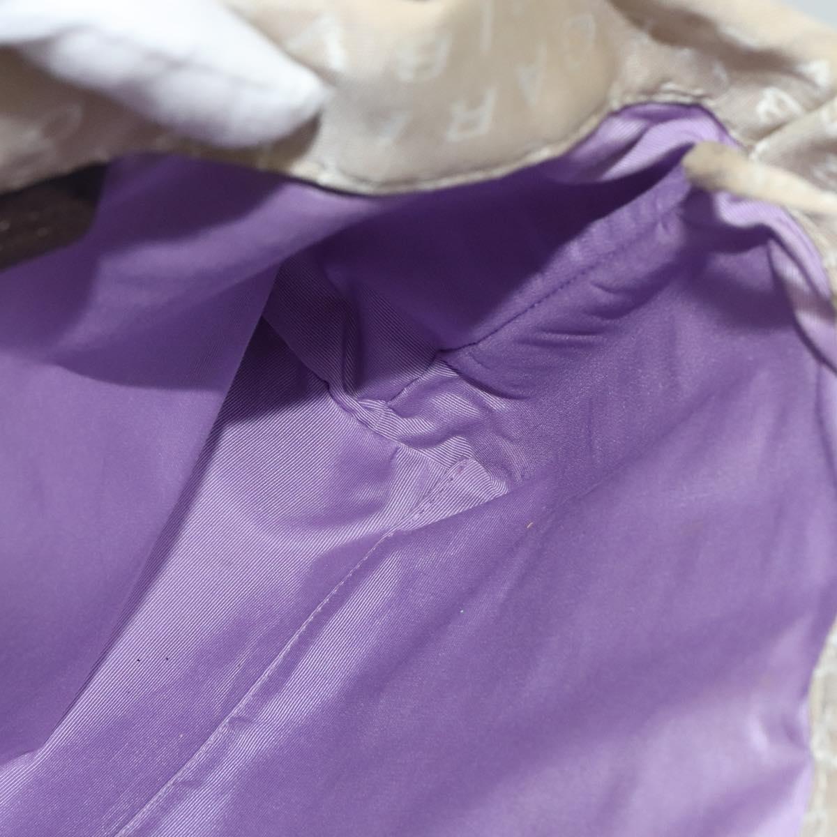 BVLGARI Logo Mania Tote Bag Canvas Beige Silver Auth 139062