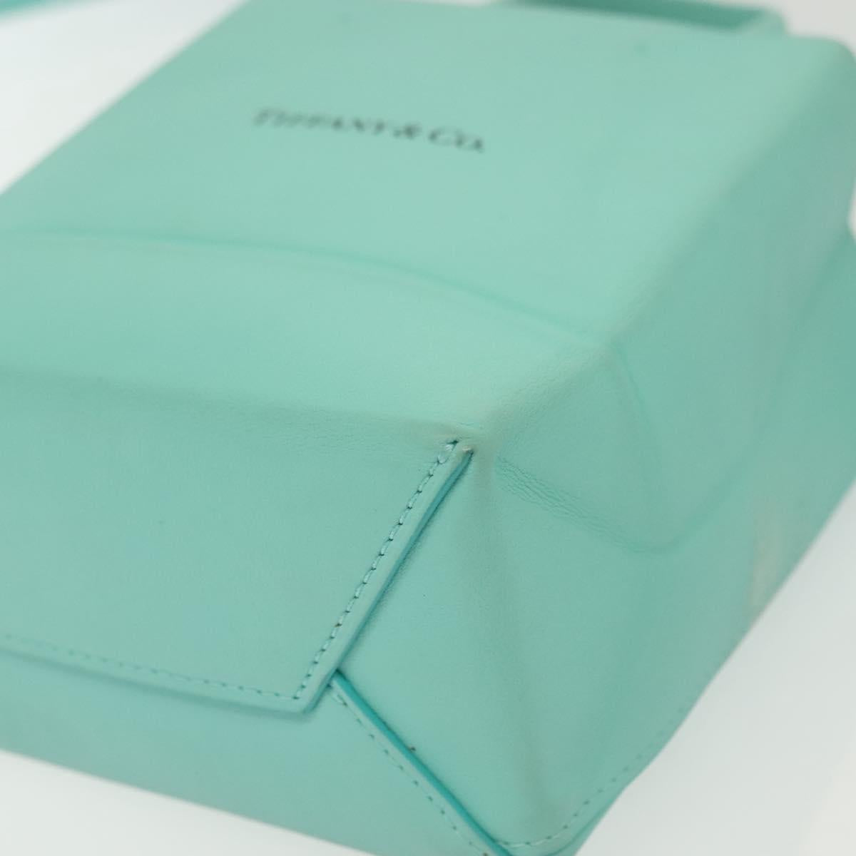 TIFFANY&Co. Mini Hand Bag Leather 2way Turquoise Blue Silver Auth 139063