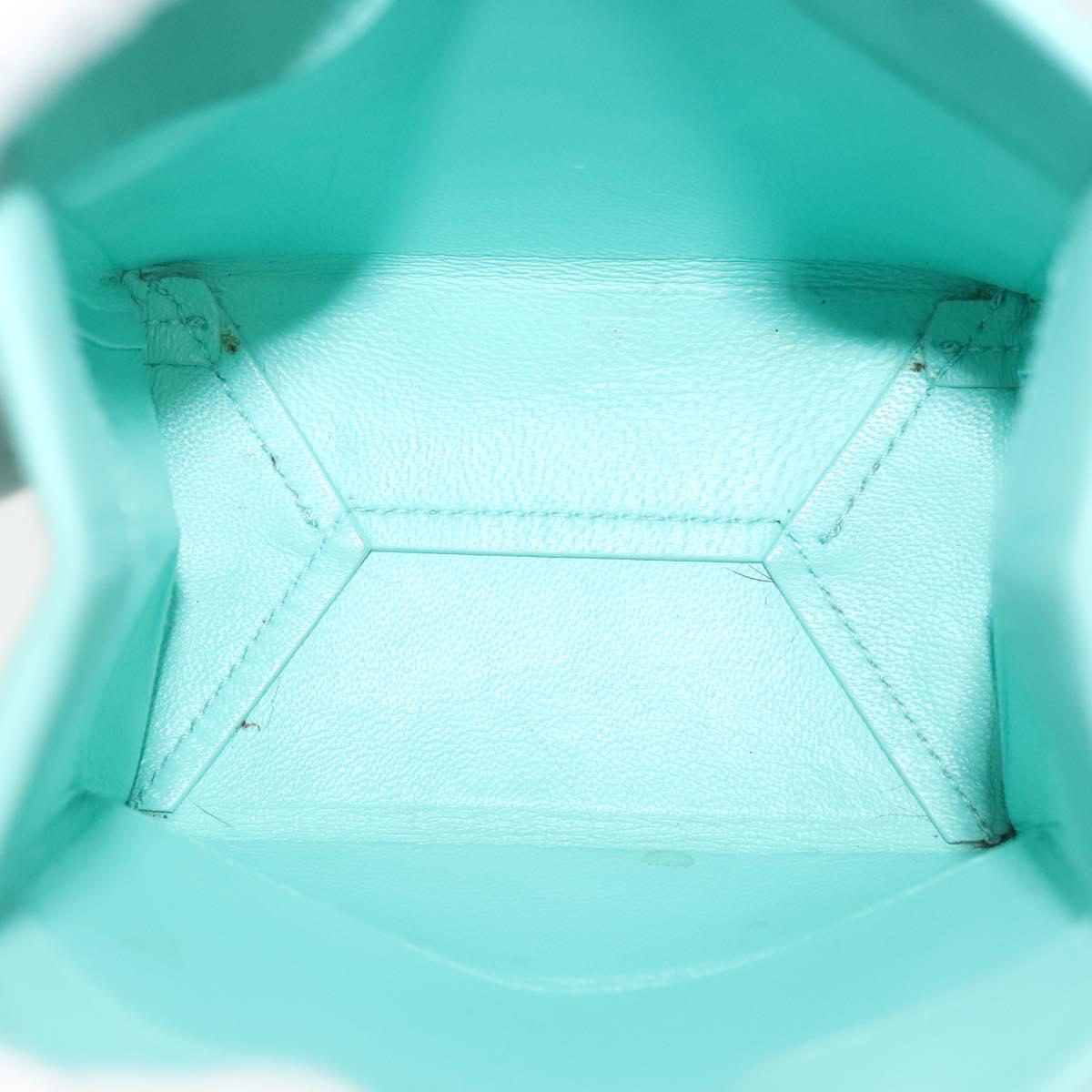 TIFFANY&Co. Mini Hand Bag Leather 2way Turquoise Blue Silver Auth 139063