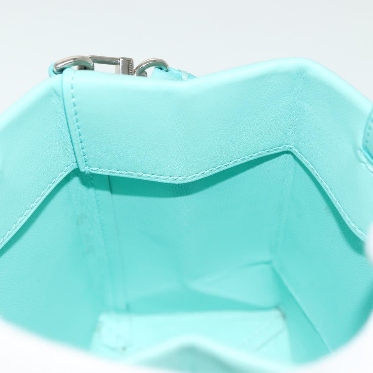 TIFFANY&Co. Mini Hand Bag Leather 2way Turquoise Blue Silver Auth 139063