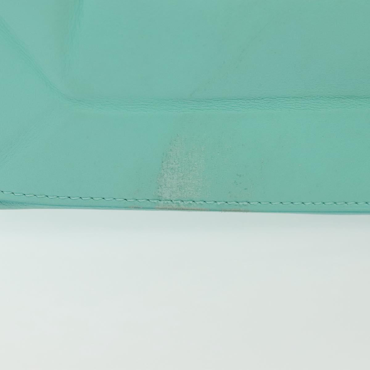 TIFFANY&Co. Mini Hand Bag Leather 2way Turquoise Blue Silver Auth 139063
