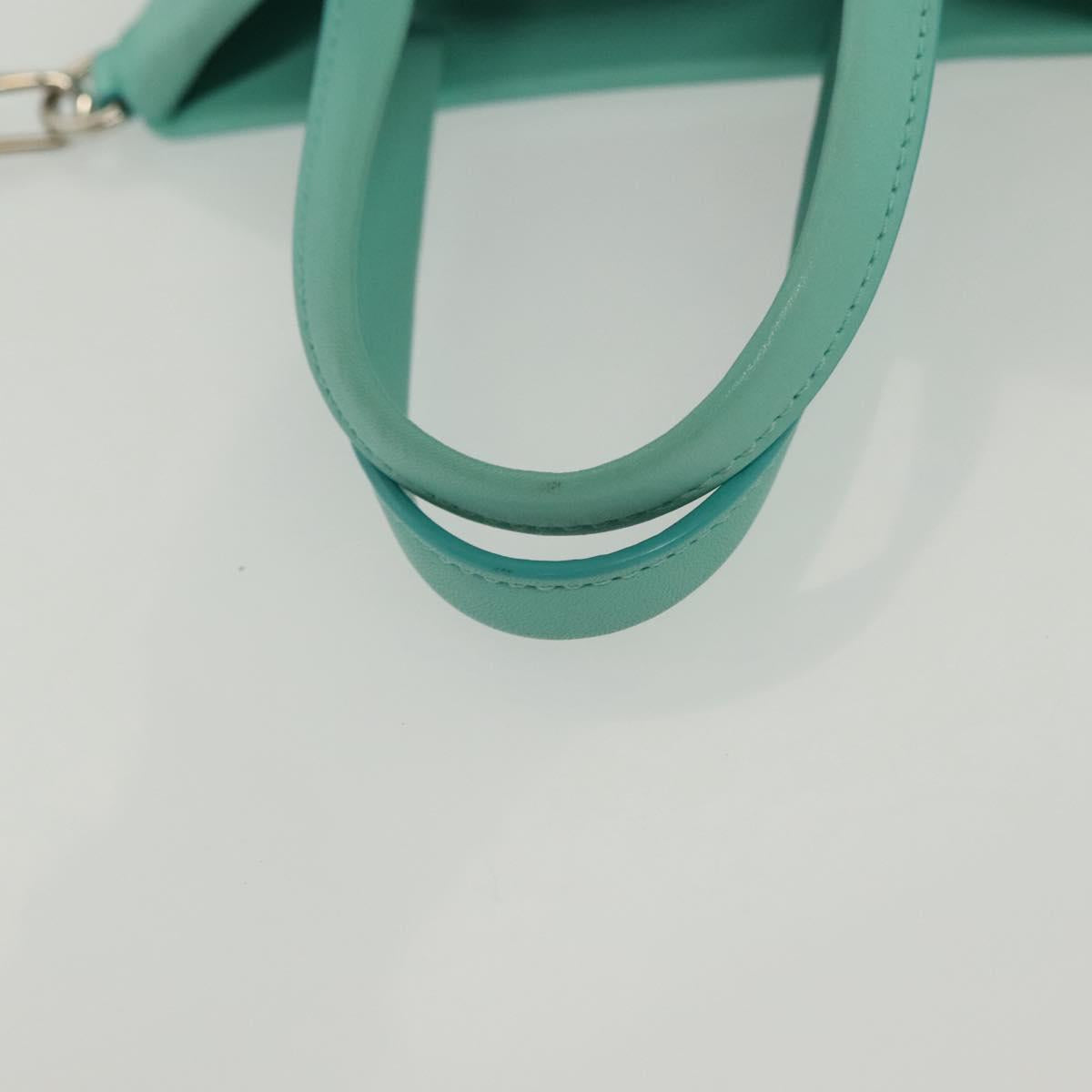 TIFFANY&Co. Mini Hand Bag Leather 2way Turquoise Blue Silver Auth 139063