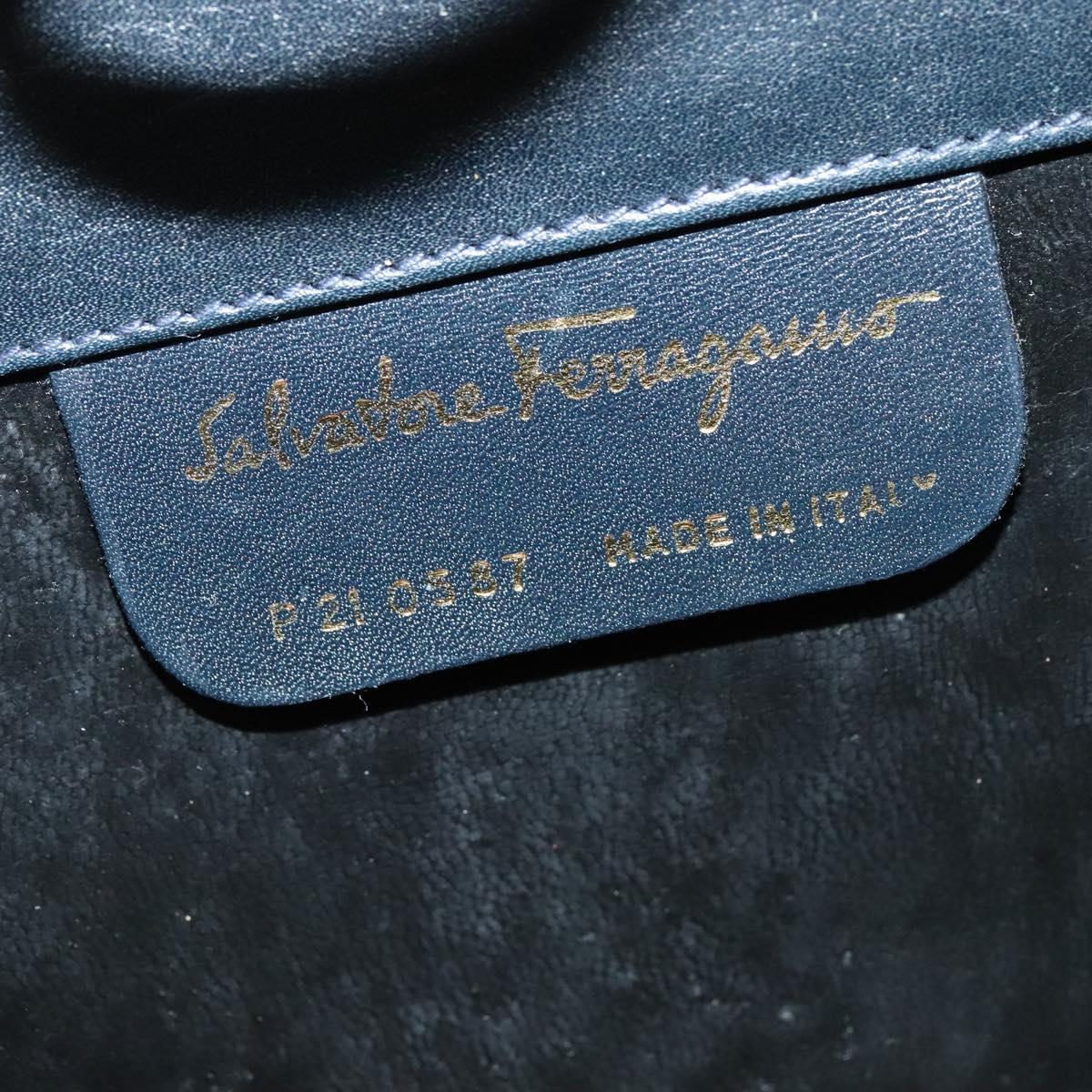 Salvatore Ferragamo Chain Shoulder Bag Leather Black Gold Auth 139064