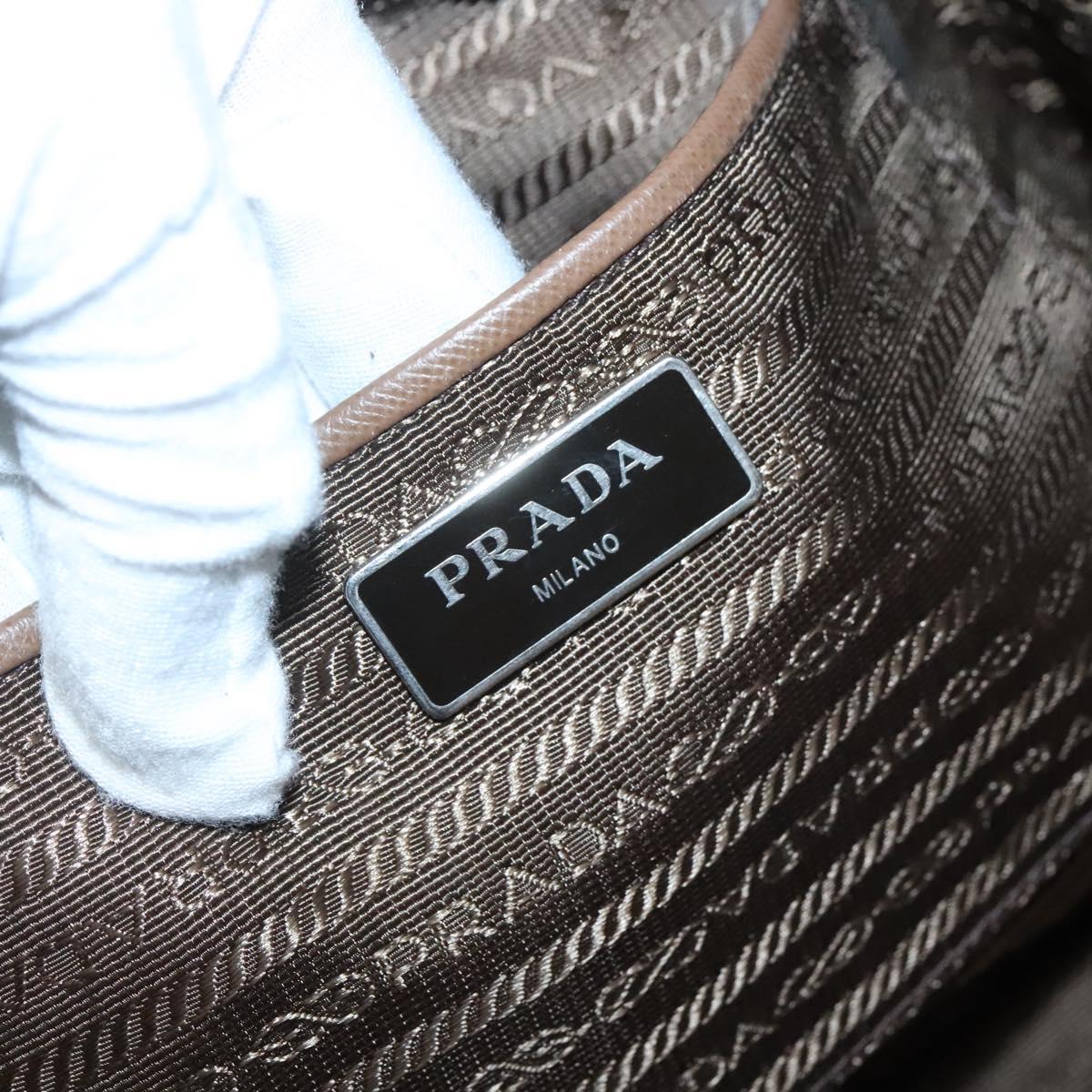 PRADA Tote Bag Nylon Brown Silver Auth 139072
