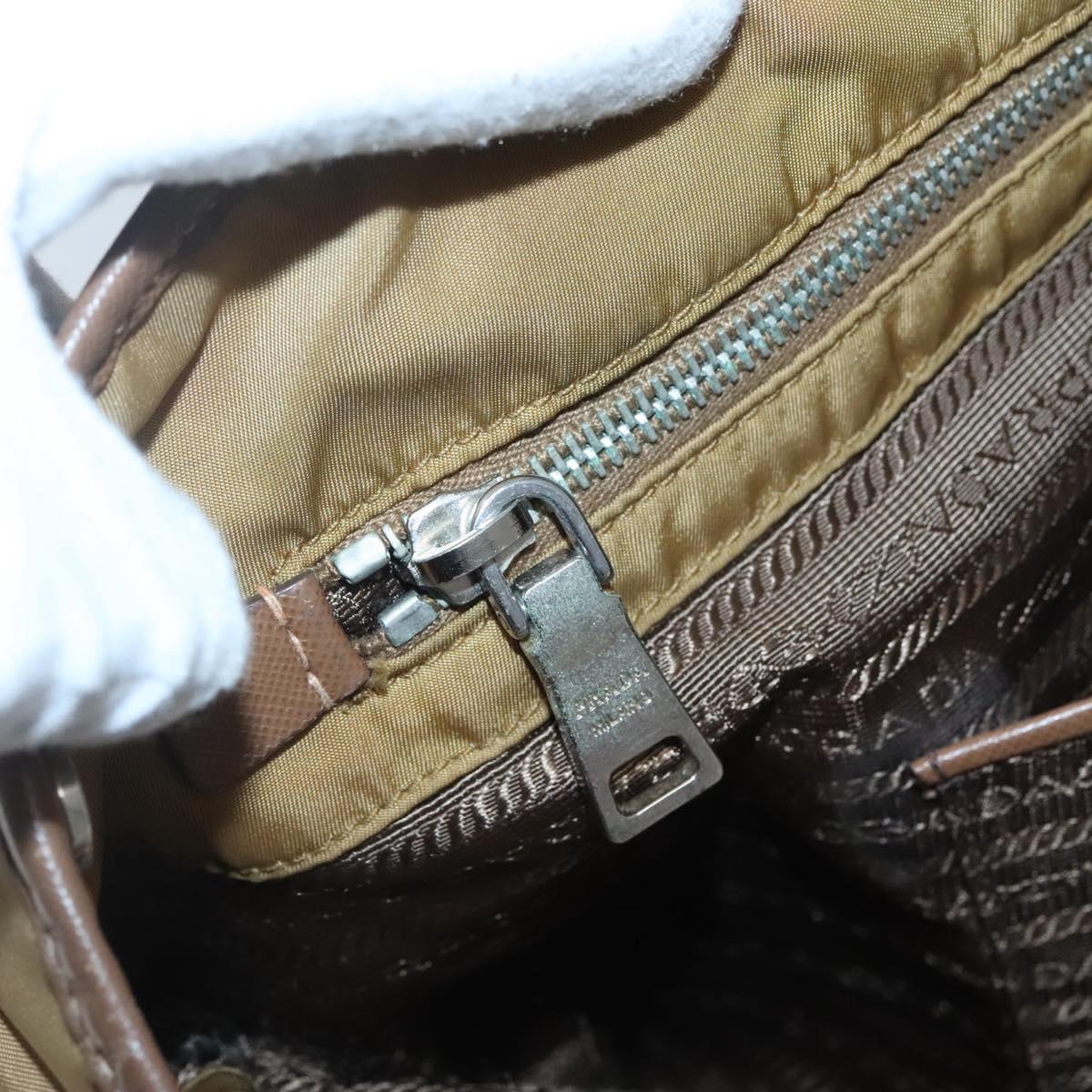 PRADA Tote Bag Nylon Brown Silver Auth 139072