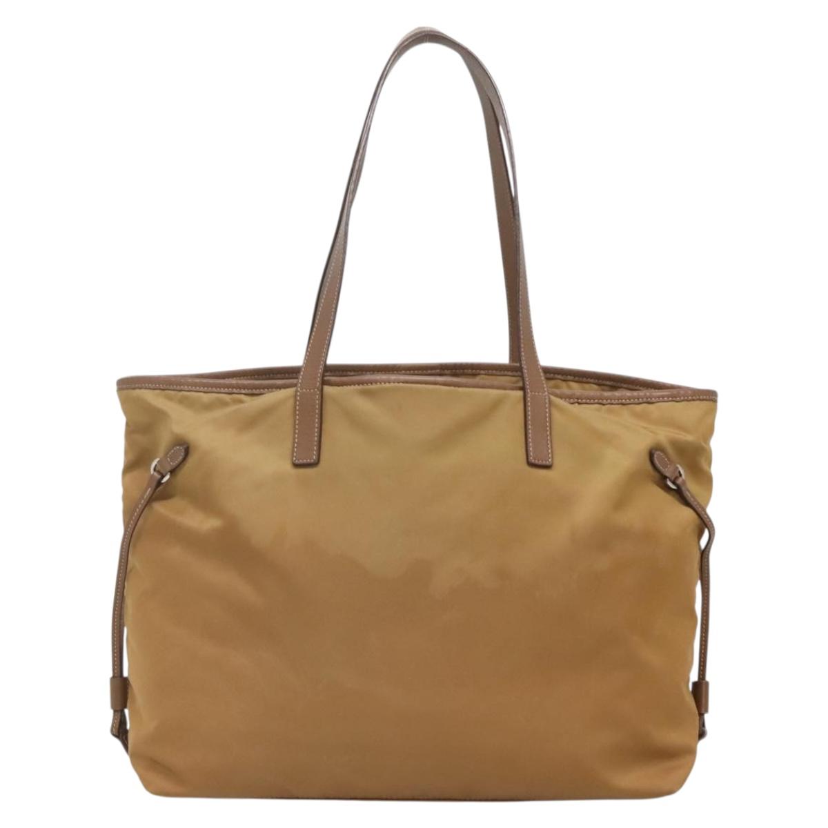 PRADA Tote Bag Nylon Brown Silver Auth 139072