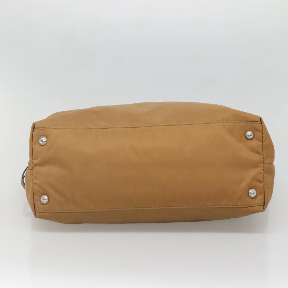 PRADA Tote Bag Nylon Brown Silver Auth 139072