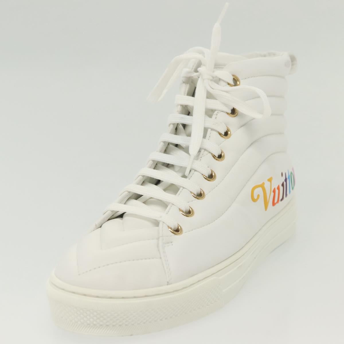 LOUIS VUITTON Stellar Tyne High Top Sneakers Leather White LV Auth 139090