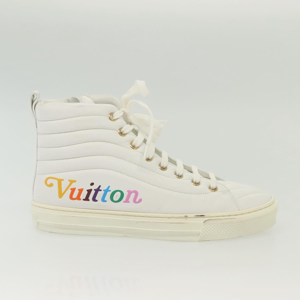 LOUIS VUITTON Stellar Tyne High Top Sneakers Leather White LV Auth 139090