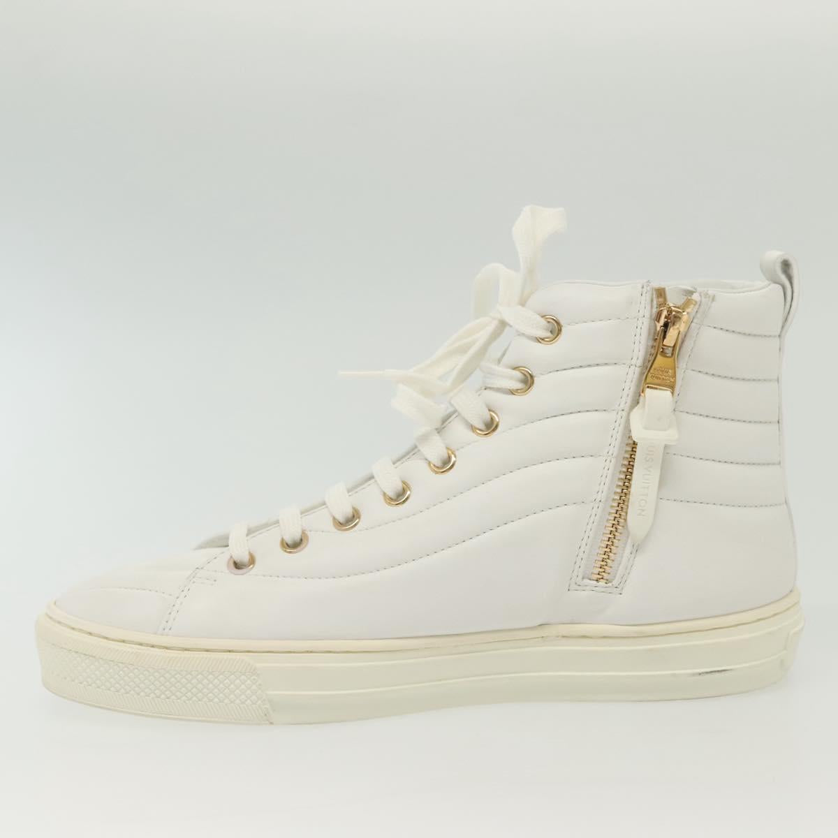 LOUIS VUITTON Stellar Tyne High Top Sneakers Leather White LV Auth 139090