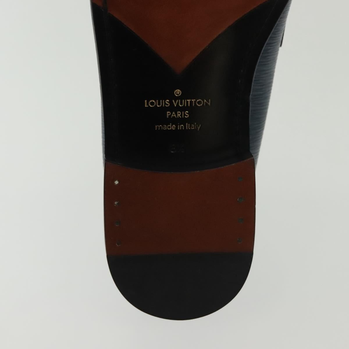 LOUIS VUITTON loafers shoes Leather 8 1/2 Blue LV Auth 139091