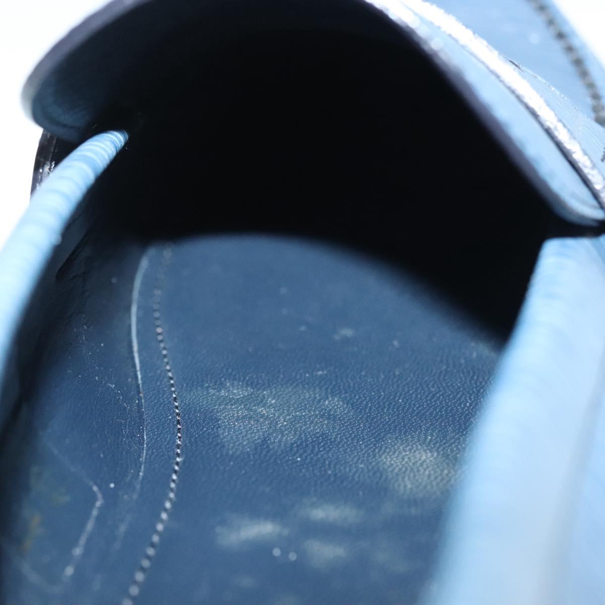 LOUIS VUITTON loafers shoes Leather 8 1/2 Blue LV Auth 139091