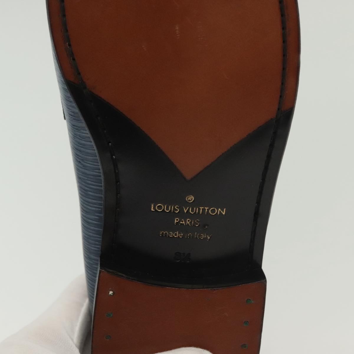 LOUIS VUITTON loafers shoes Leather 8 1/2 Blue LV Auth 139091