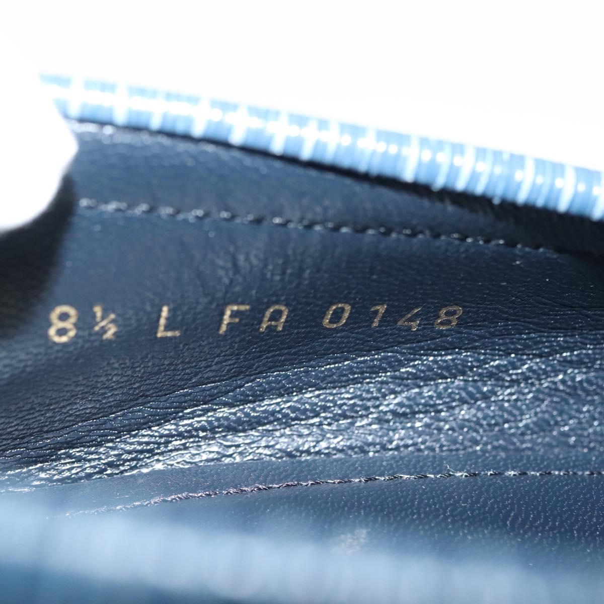 LOUIS VUITTON loafers shoes Leather 8 1/2 Blue LV Auth 139091