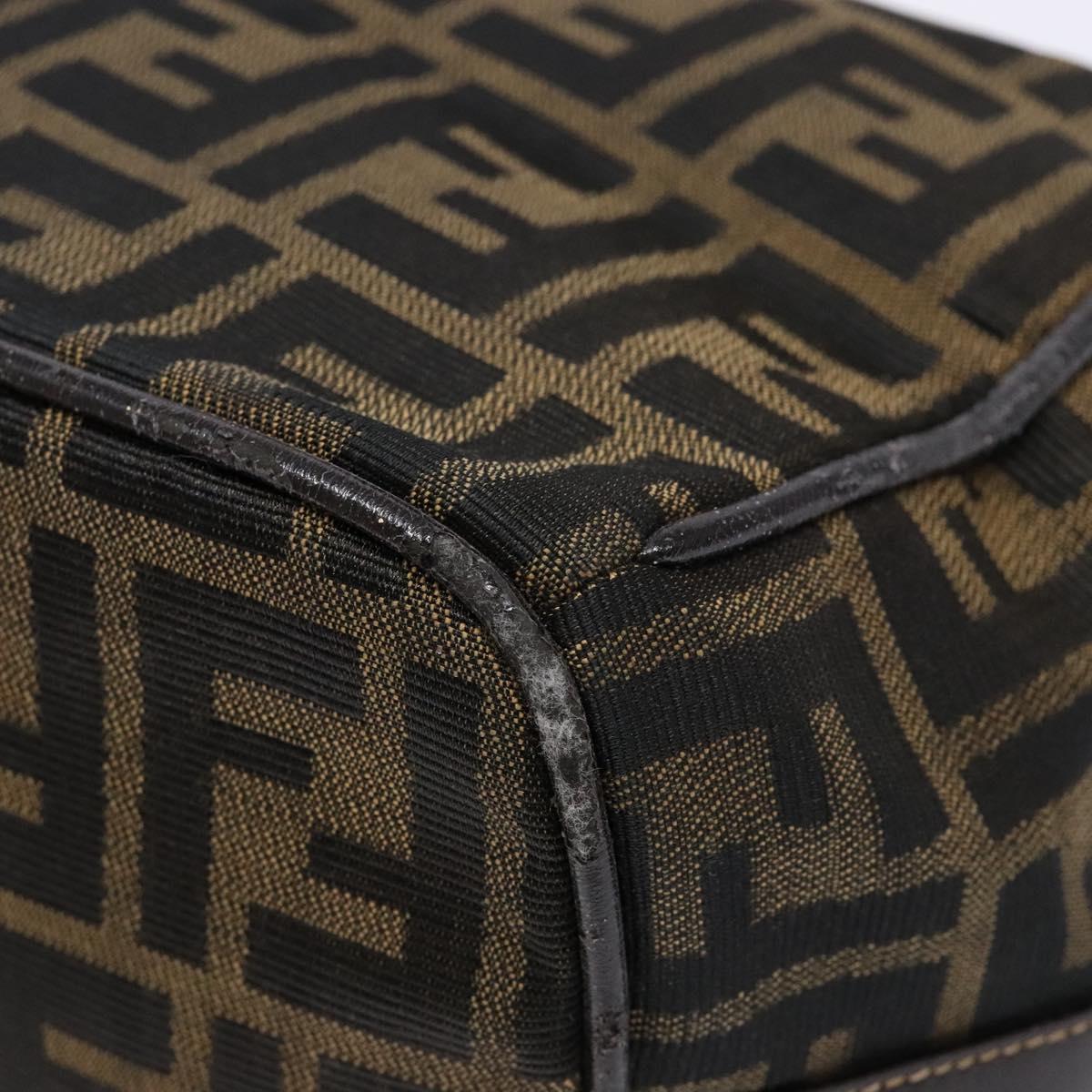 FENDI Zucca Canvas Vanity Pouch Black Brown Auth 139093