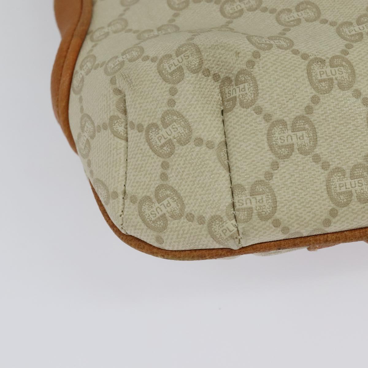 GUCCI GG Plus Supreme Shoulder Bag PVC Beige Gold Auth 139096