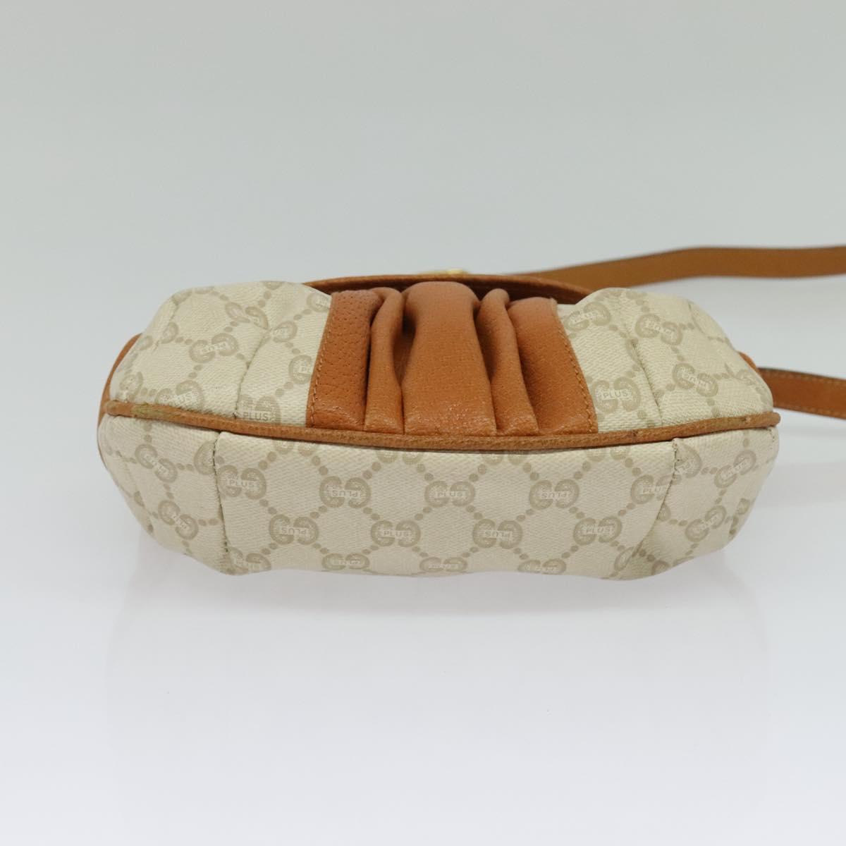 GUCCI GG Plus Supreme Shoulder Bag PVC Beige Gold Auth 139096