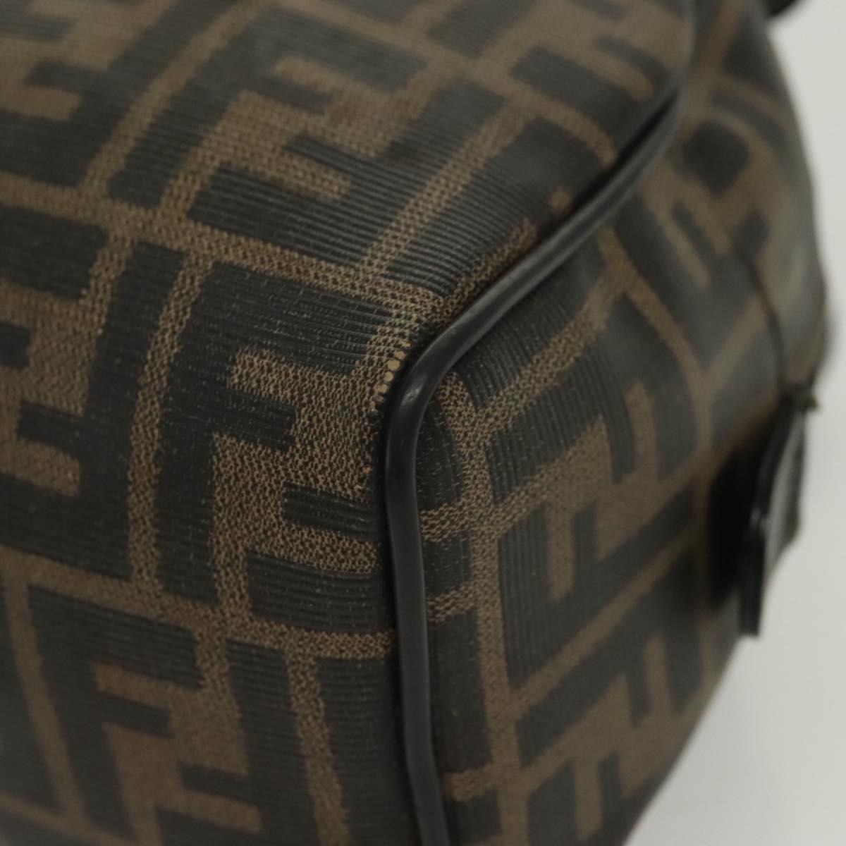 FENDI Zucca Canvas Hand Bag PVC Black Brown Auth 139100