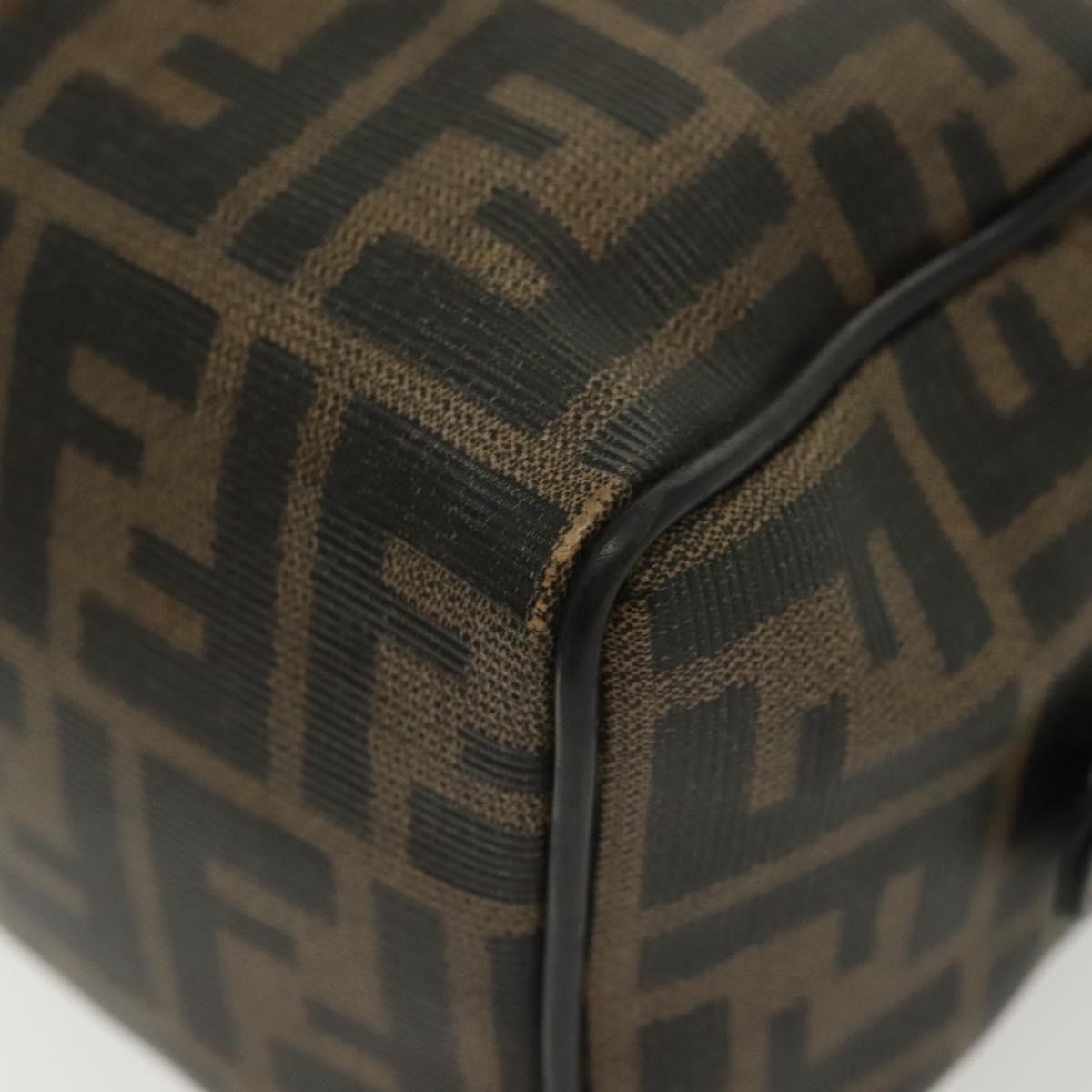 FENDI Zucca Canvas Hand Bag PVC Black Brown Auth 139100