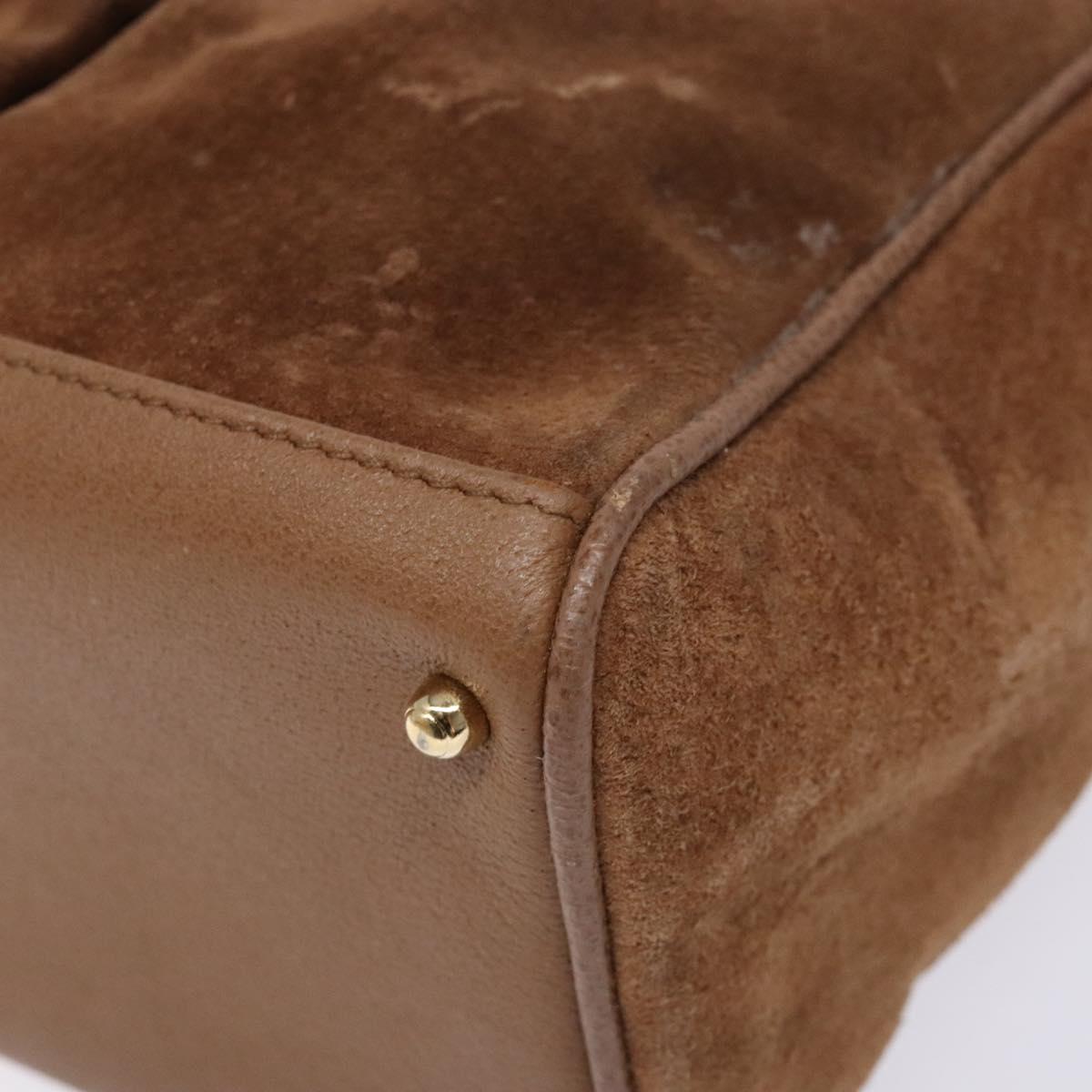 GUCCI Bamboo Hand Bag Suede 2way Brown Gold 000 123 0316 Auth 139104