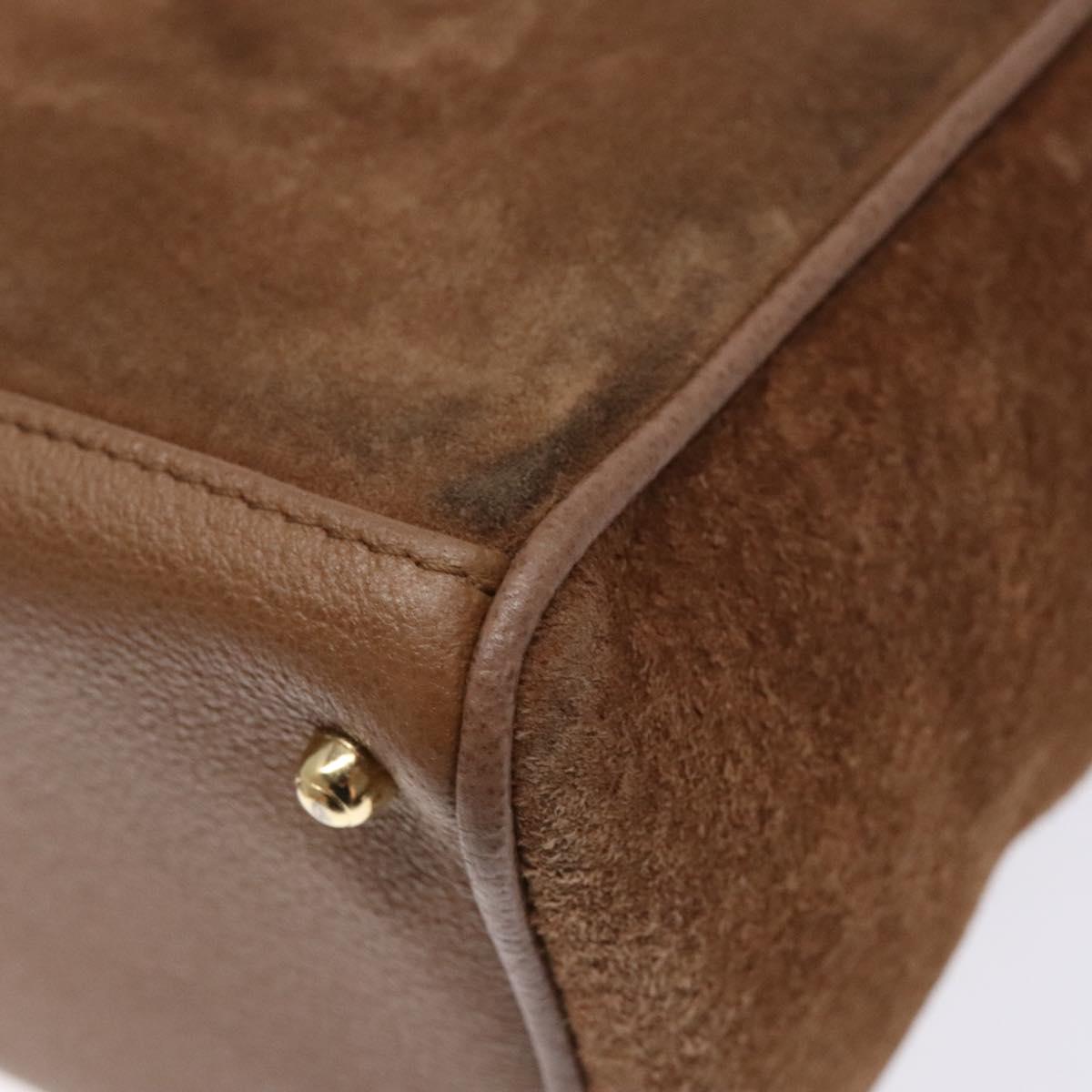 GUCCI Bamboo Hand Bag Suede 2way Brown Gold 000 123 0316 Auth 139104