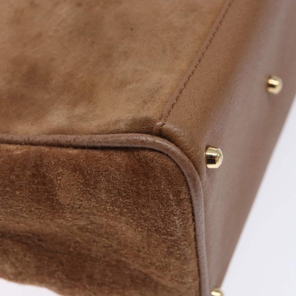 GUCCI Bamboo Hand Bag Suede 2way Brown Gold 000 123 0316 Auth 139104