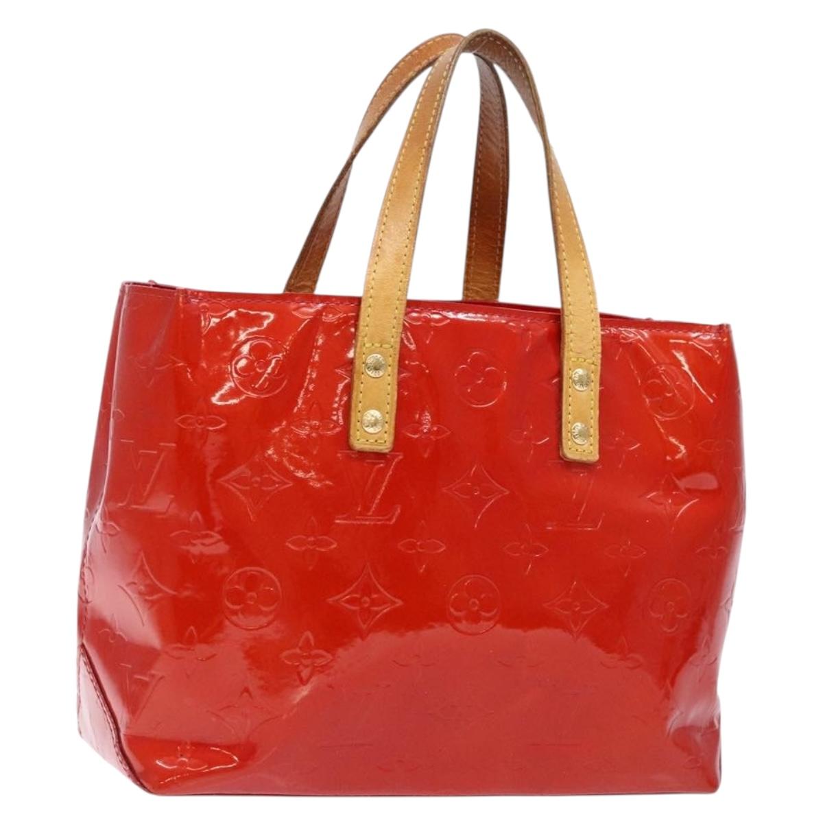 LOUIS VUITTON Monogram Vernis Reade PM Hand Bag Red Rouge M91088 LV Auth 139121