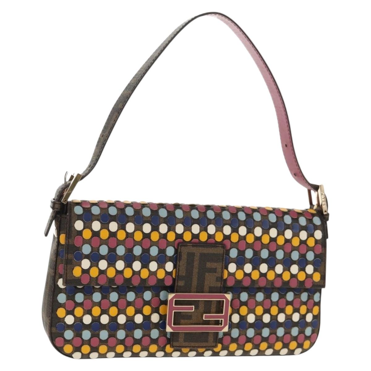 FENDI Zucca Canvas Mamma Baguette Shoulder Bag Black Brown Auth 139132M