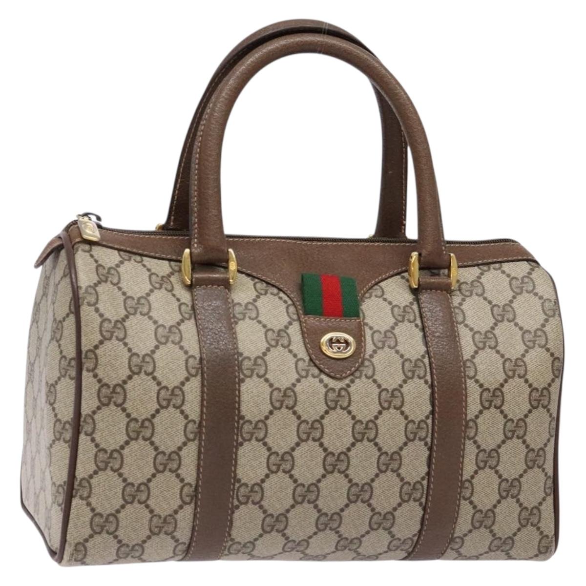 GUCCI GG Supreme Web Sherry Line Hand Bag PVC Beige Gold 40 02 006 Auth 139140