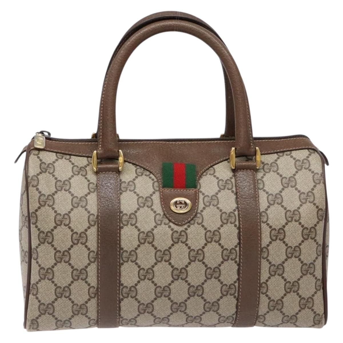 GUCCI GG Supreme Web Sherry Line Hand Bag PVC Beige Gold 40 02 006 Auth 139140