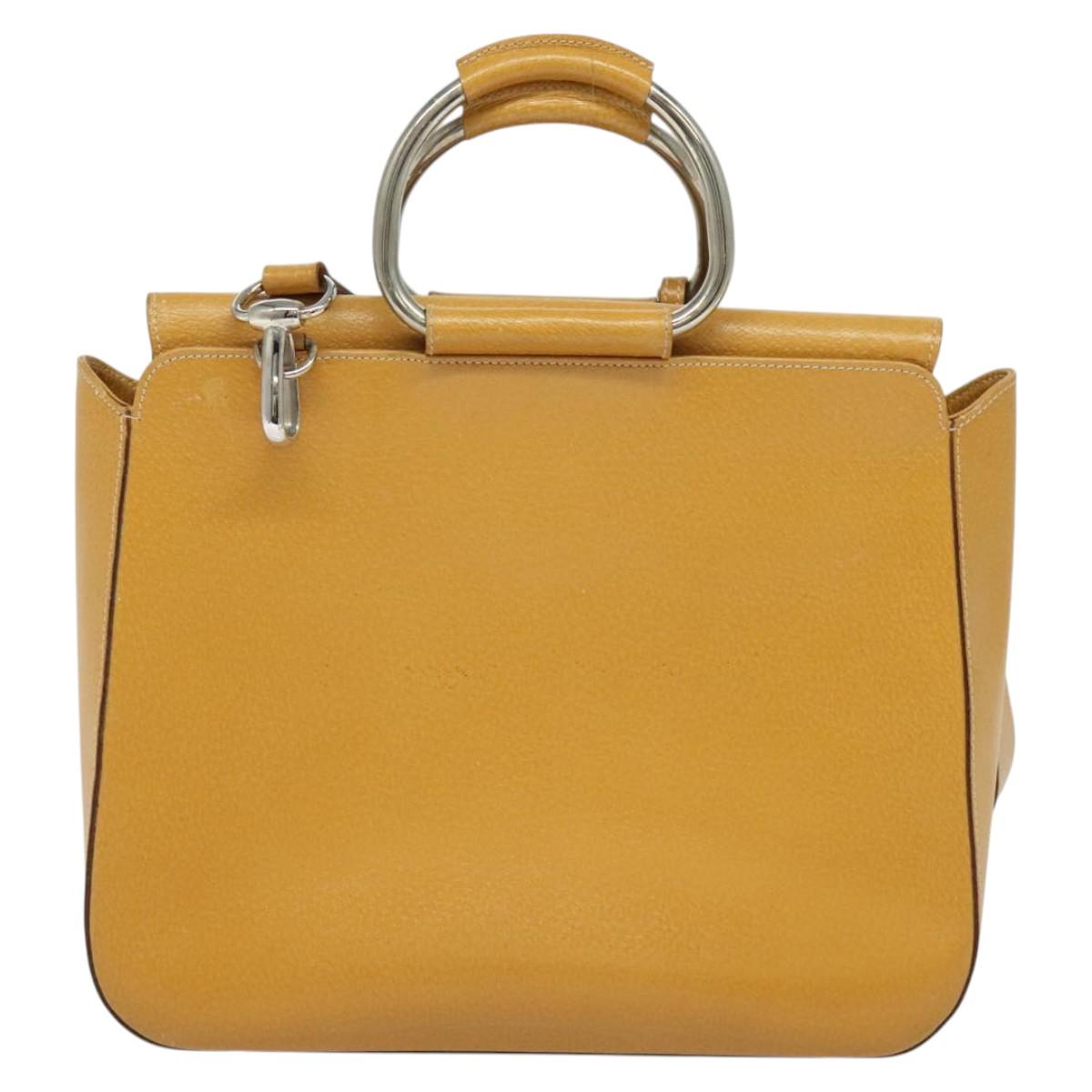 GUCCI Hand Bag Leather 2way Beige Silver 000 2058 03075 Auth 139141