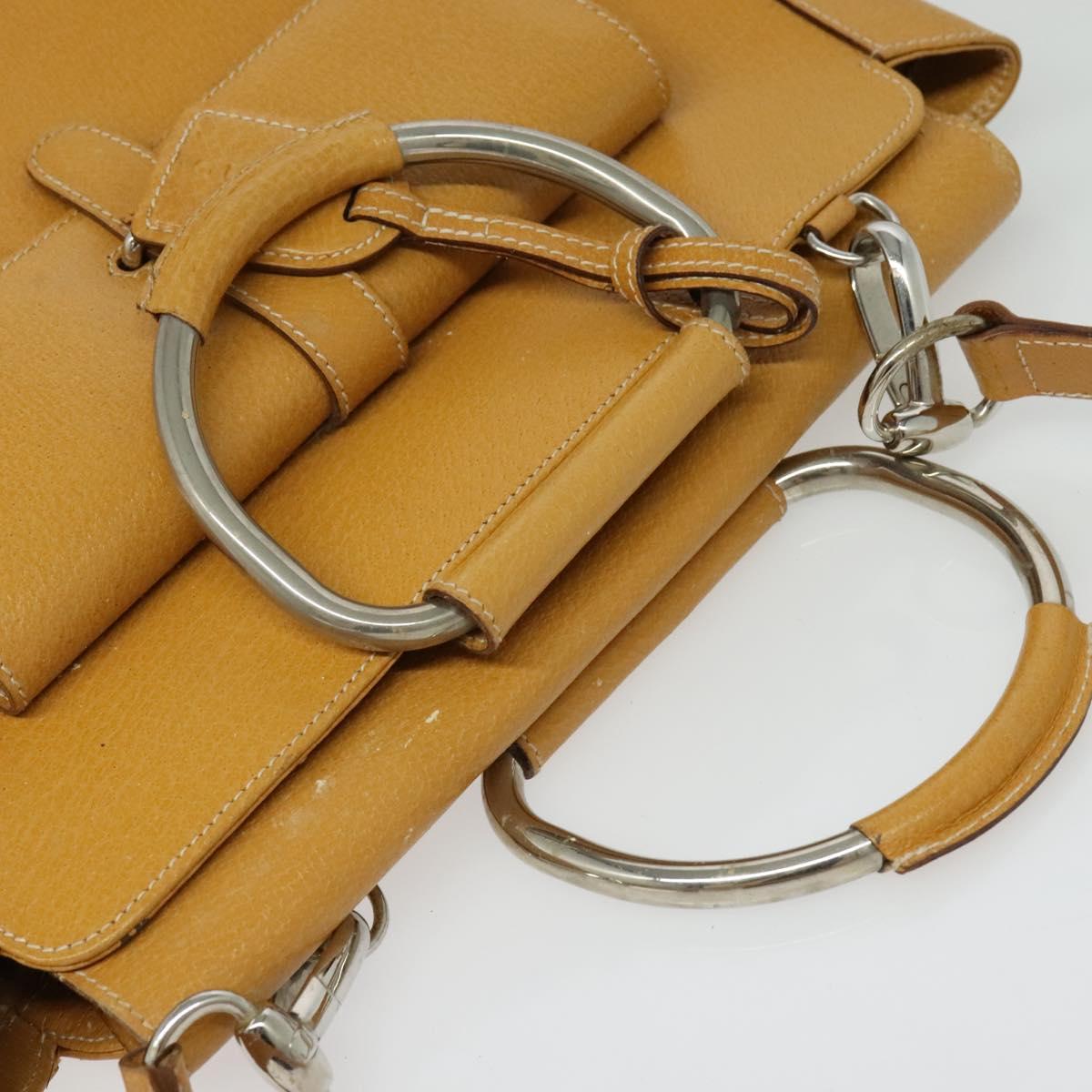 GUCCI Hand Bag Leather 2way Beige Silver 000 2058 03075 Auth 139141