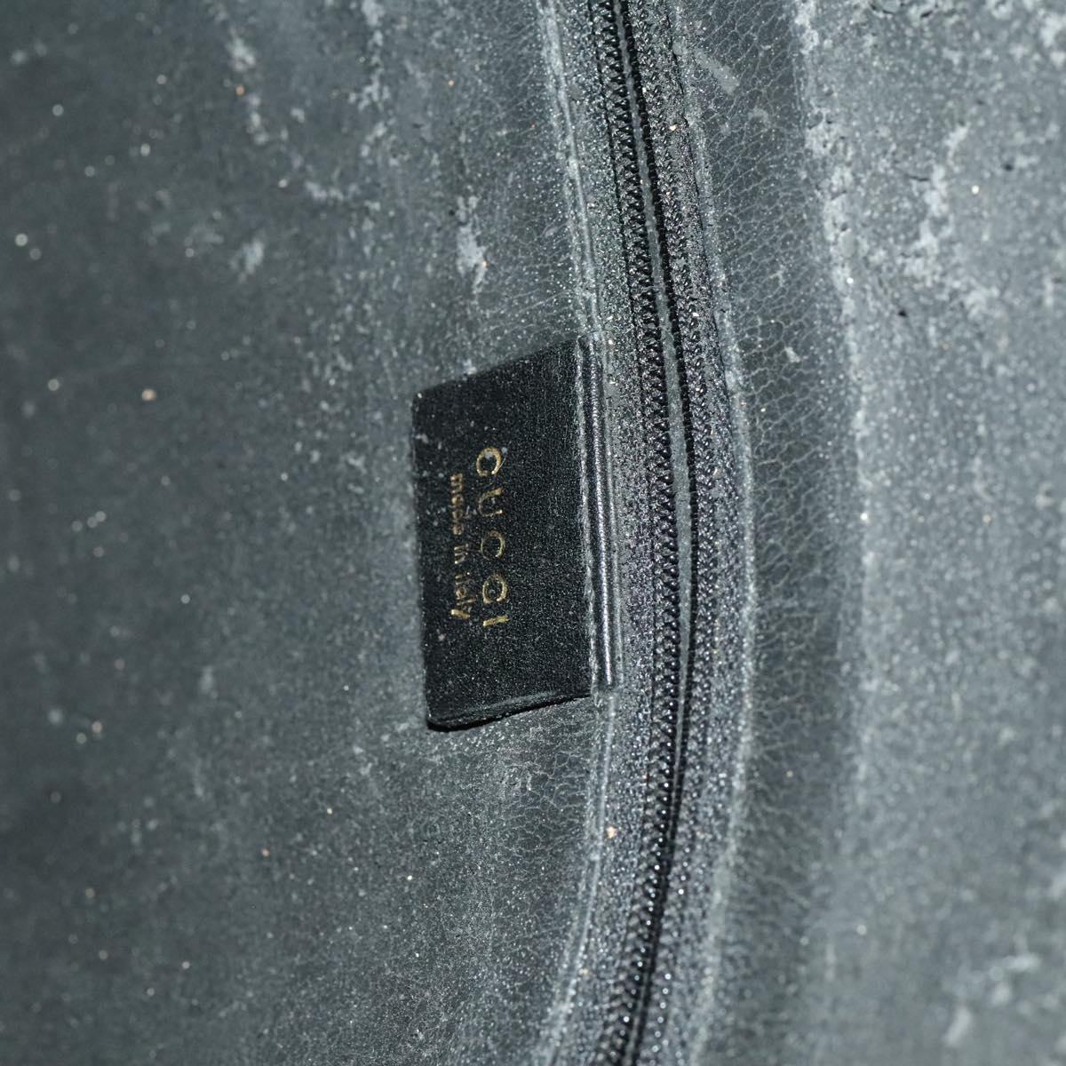 GUCCI Bamboo Shoulder Bag Leather 2way Black Gold 001 1998 1577 Auth 139142